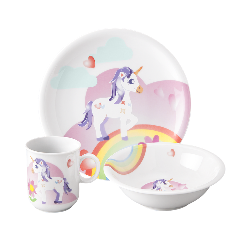 Detský porcelán 3 dielna sada Jednorožec